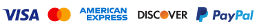 Visa, Mastercard, American Express, Discover and PayPal